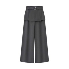 现货2025秋季新款气质通勤风高腰假两件腰带直筒休闲裤女AC304121