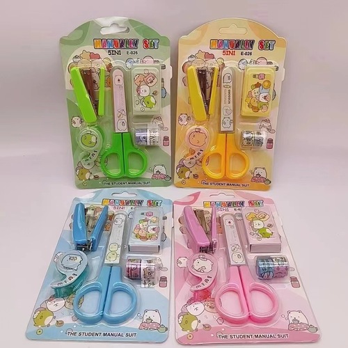 New Sanrio children's gifts student stationery set school supplies scissors stapler tape sticker set