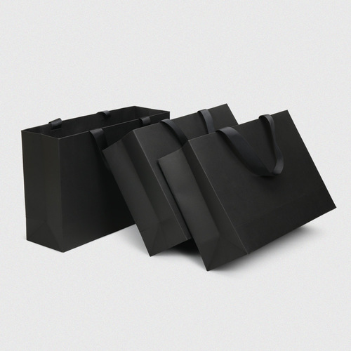 厂家250克黑卡纸袋多尺寸批发广告服饰包装礼品袋可印刷logo