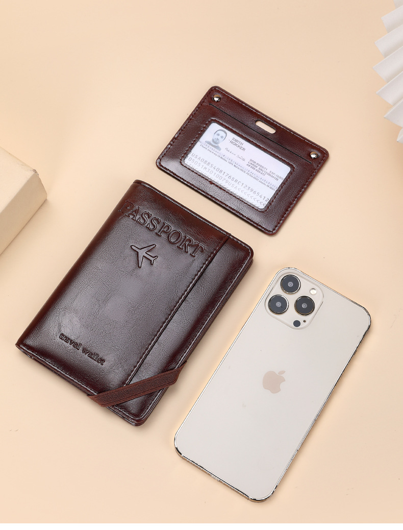 2026 new model RFID anti-theft passport travel multi-functional ticket holder retro document bag large capacity multi-card passport holder