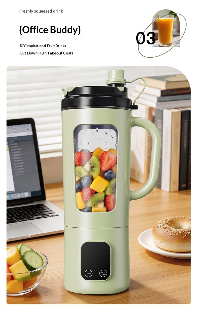 Tragbarer Entsafter mit Touchscreen-Display, USB-Ladung, tragbarer Smoothie-Mixer für Zuhause, 8-Messer-Schneidwerk, Eiskrusher-Funktion