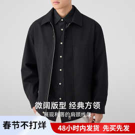 墨麦客男装简约高智风夹克男2025春季新款落肩翻领男士外套81348