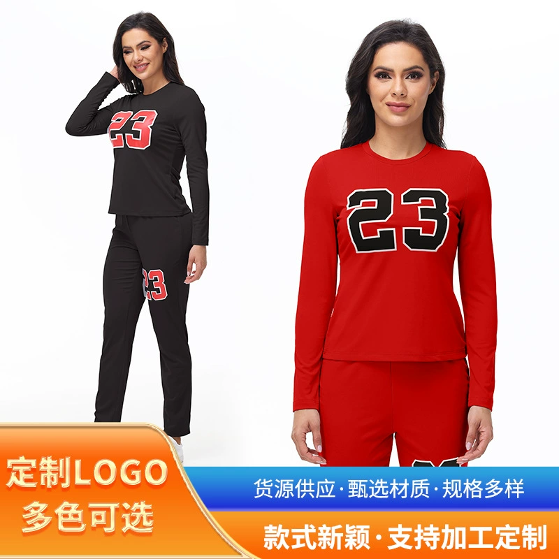 Европейские и американские трансграничные женские принты больших размеров спортивные футболки с длинными рукавами леггинсы модные персонализированные повседневные наборы из двух частей