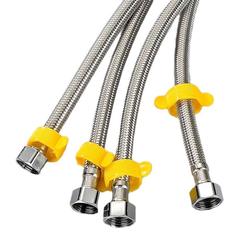 304 alambre de acero inoxidable trenzado de acero manguera de entrada de agua calentador de agua manguera de metal 4 puntos tubo de alta presión manguera de entrada de agua
