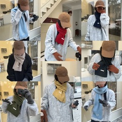 韩版氛围感纯色羊毛混纺针织围巾女秋冬新款保暖软糯学生围脖批发