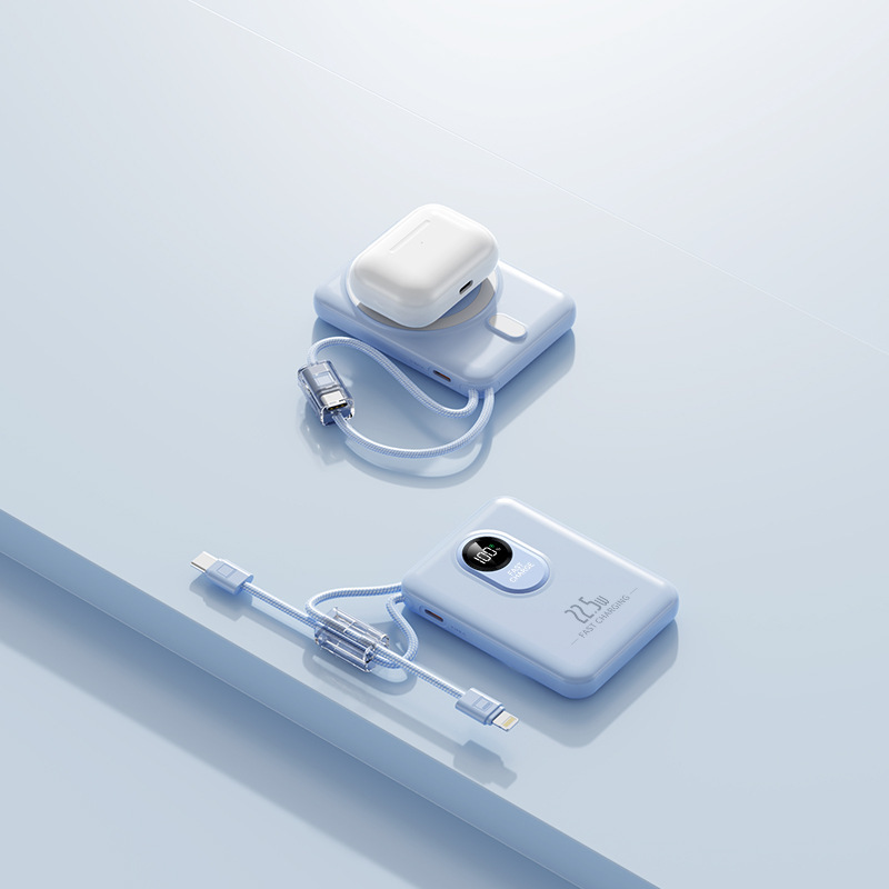 国境を越えた新型ミニ急速充電無線充電宝22.5Wケーブル付き磁気吸引双方向移動電源10000ミリアンペア|undefined