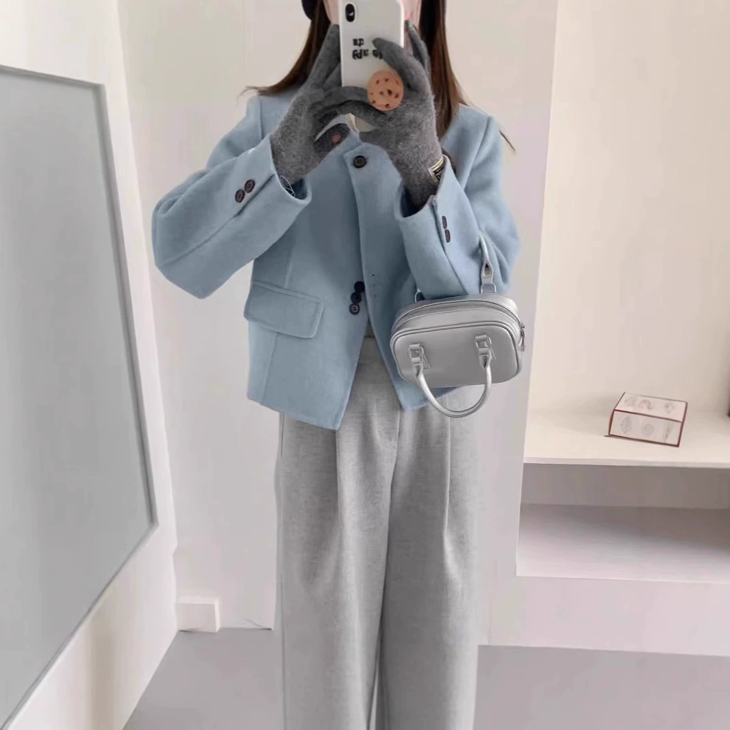 Интернет-красный взрыв 2025 новый весенний и осенний двухсторонний шерстяной пальто женская корейская версия