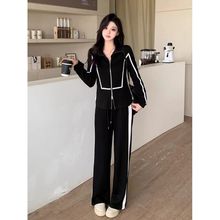 欧洲站跨境秋冬季胖mm大码休闲卫衣新款运动套装女阔腿长裤两件套