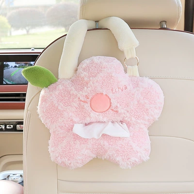 Car Tissue Box Hanging Car Tissue Box Creative Cute Car Seat Back Tissue Hanging Bag Car Interior Decoration Supplies (Car tissue box/set) - pink-flowers