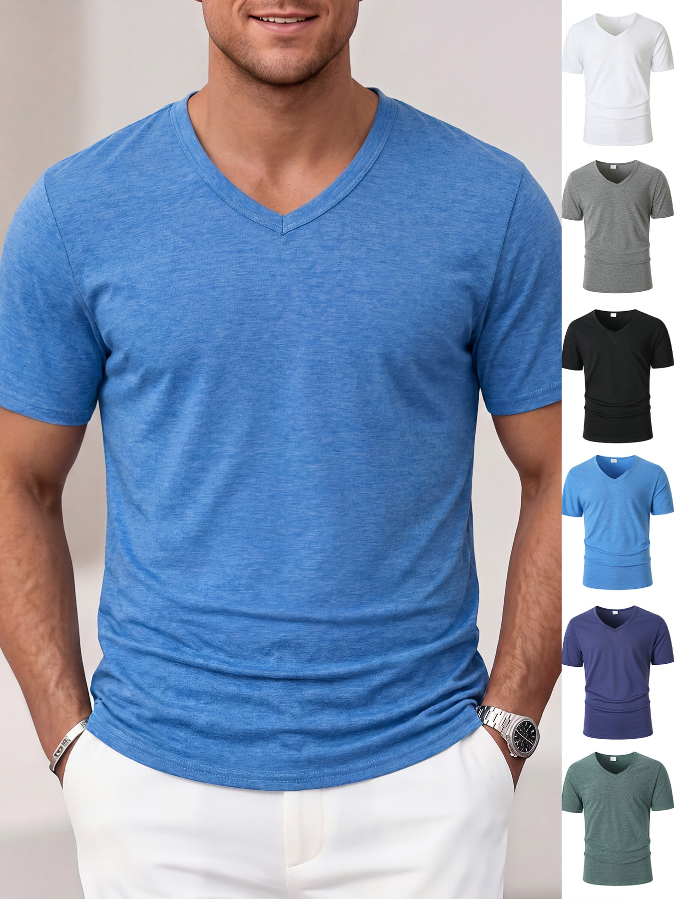 summer casual solid color multicoloured T-shirt