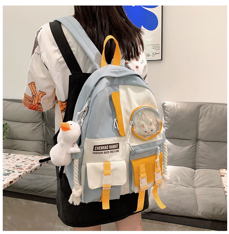 Koreanisches Spleißen Einfarbiger Rucksack Mit Großer Kapazität Nihaojewelry display picture 3