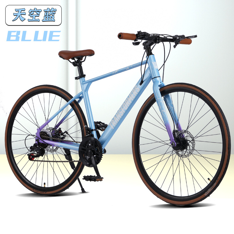 700C hombre de velocidad variable bicicletas de doble cilindro bicicleta de velocidad de carrera de carretera para jóvenes mujeres