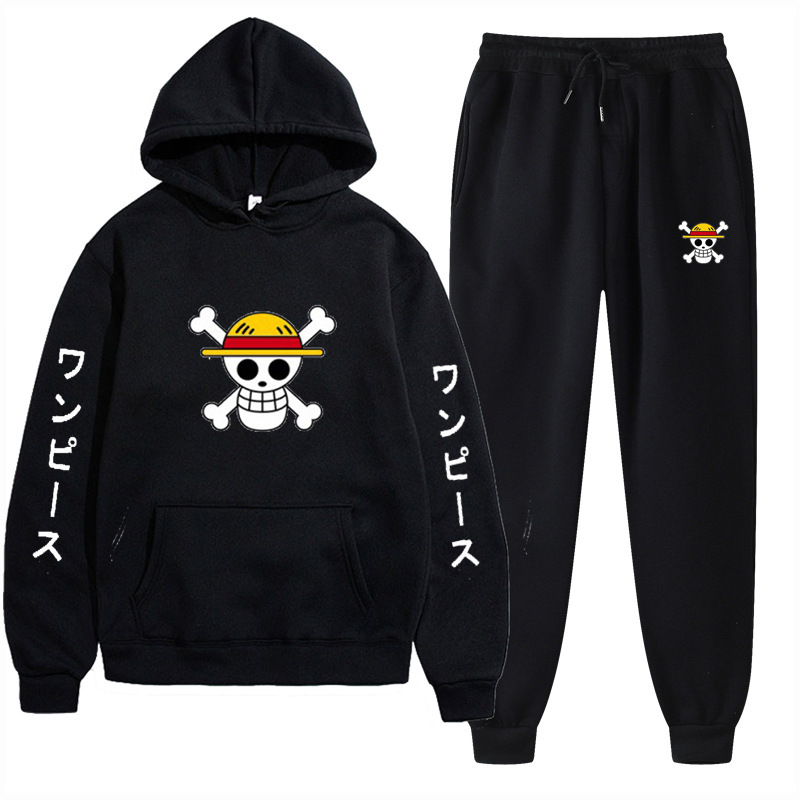 Japanese Anime Autumn and Winter One Piece Sweatshirt + Sweatpants Suit Zoro Print Fleece Men's and Women's Hoodie Wholesale Japanese Anime Autumn and Winter One Piece Sweatshirt + Sweatpants Suit Zoro Print Fleece Men's and Women's Hoodie Wholesale