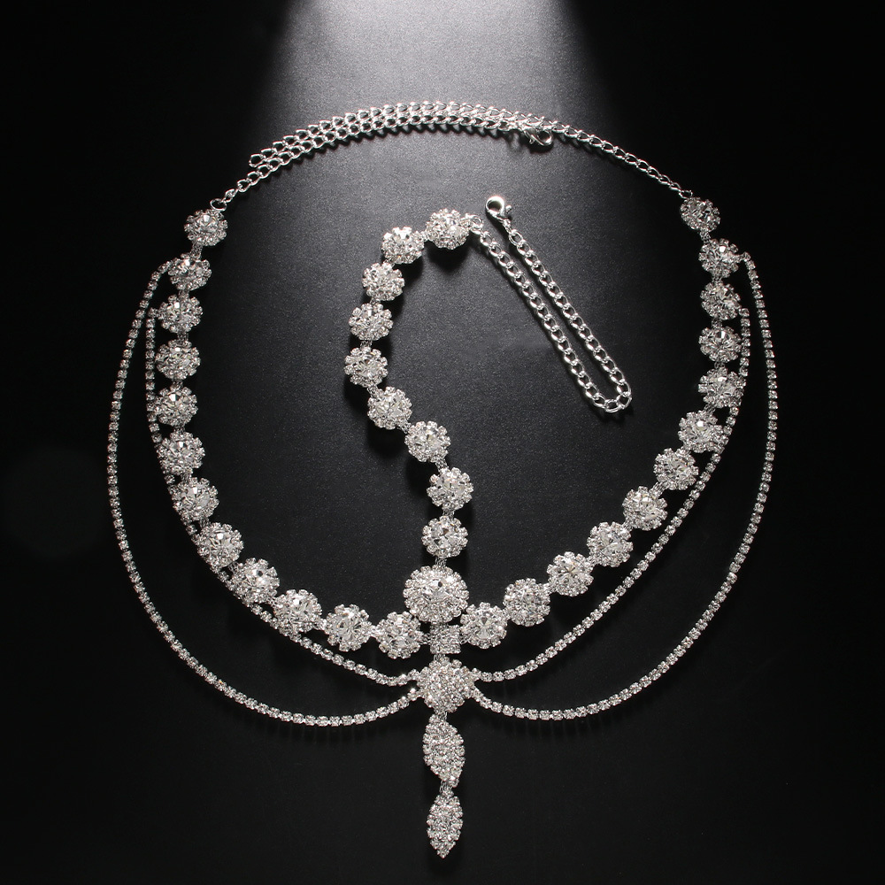 Europa y los Estados Unidos famosos flores de estilo exagerado cadena de cabeza de diamante multicapa accesorios de alta calidad Bandas de cabeza para mujeres