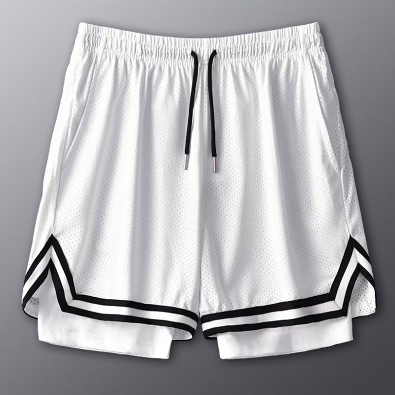 American Shorts Anti-Run-Off Double-Layer Basketball Pants Loose Fake Two-Piece Short-Knee Casual Running Pants Quick-Dry Three-Piece Pants
