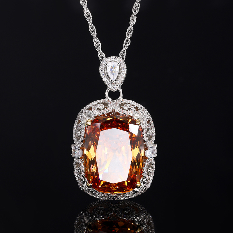 2024 nueva simulación de joyería Zhuang Shengsheng nido de pájaro cortado champán cambio temperamento azul traje cuadrado gordo piedra principal 15*20