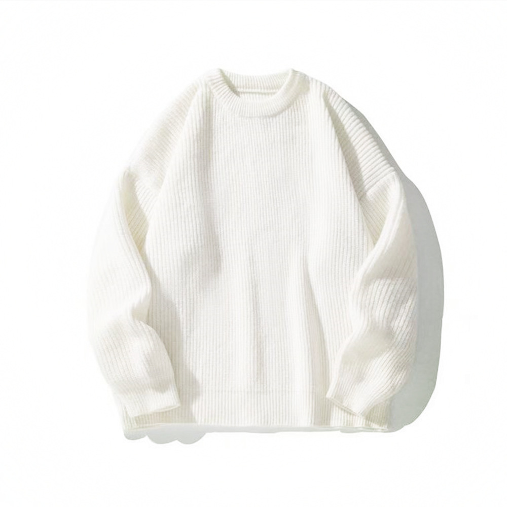 게으른 스타일 솔리드 컬러 소프트 왁스 스웨터 여성의 가을 및 겨울 착용 두꺼운 느슨한 캐주얼 내베이스 니트 탑 라운드 넥