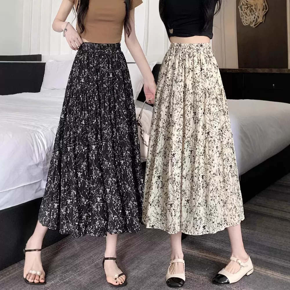 2026春夏季中长款时尚高腰复古显瘦碎花半身裙女遮胯a字大摆长裙