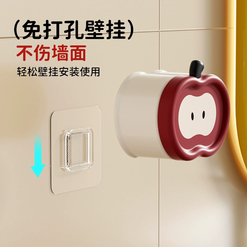 Apple, toothbrush, glass holder