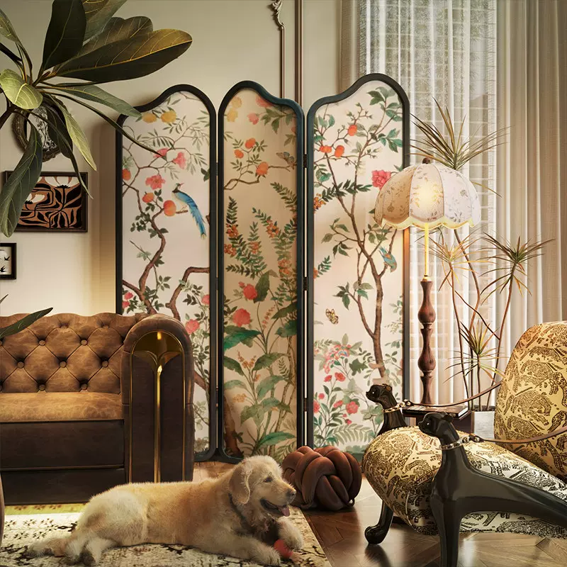 法式折叠移动屏风隔断客厅玄关家用沙发阳台遮挡装饰卧室床尾隔断