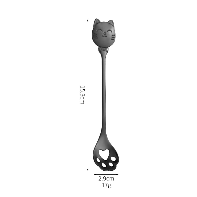 クロスボーダー新しいステンレス鋼猫スプーンクリエイティブ猫の爪コーヒー撹拌スプーンかわいい猫ロングハンドルデザートスプーンアイスクリームスプーン|undefined