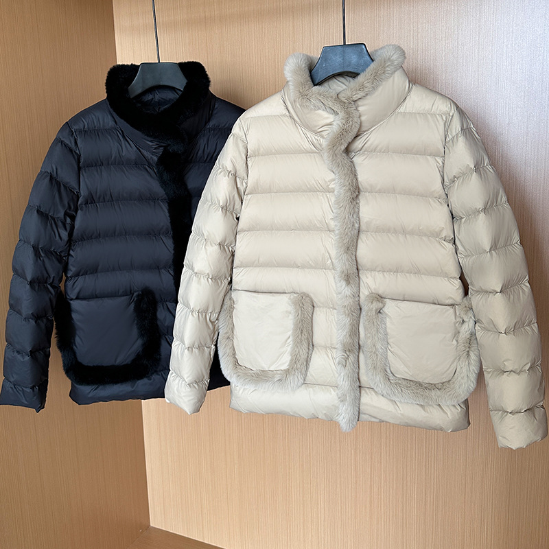 Women's Clothing Seto fur splicing short high end down jacket for women light and thin style atmospheric and elegant new Chinese style new winter_ipsvogv.com