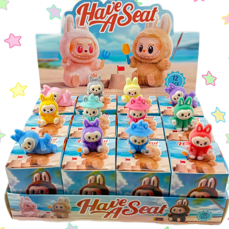 12-Piece Beach Flocking Doll Blind Box Blind Bag Cute Children's Gift Toys Labu Figurines Wholesale Blind Draw Dolls 12-Piece Beach Flocking Doll Blind Box Blind Bag Cute Children's Gift Toys Labu Figurines Wholesale Blind Draw Dolls