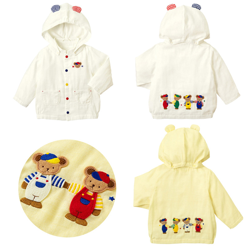 Miki Children's Spring New Cozy Cartoon Bear Embroidered Ear Hooded Sweatshirt for Boys and Girls Dropshipping