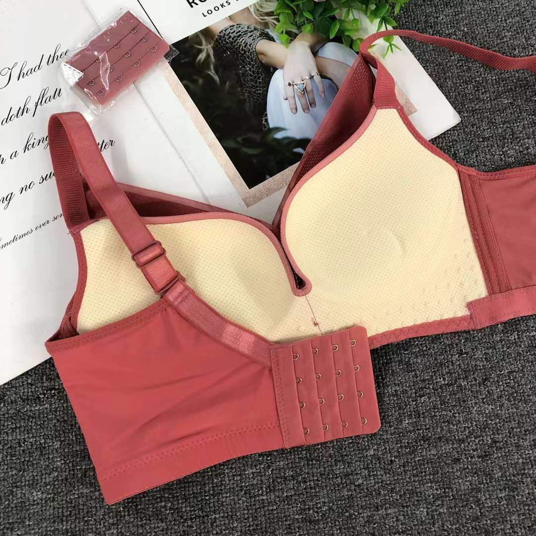 Nuevo sujetador sin anillo de acero de moda de encaje jacquard transpirable y cómodo, ropa interior de alta calidad, delgada y gruesa de cuatro botones para mujeres
