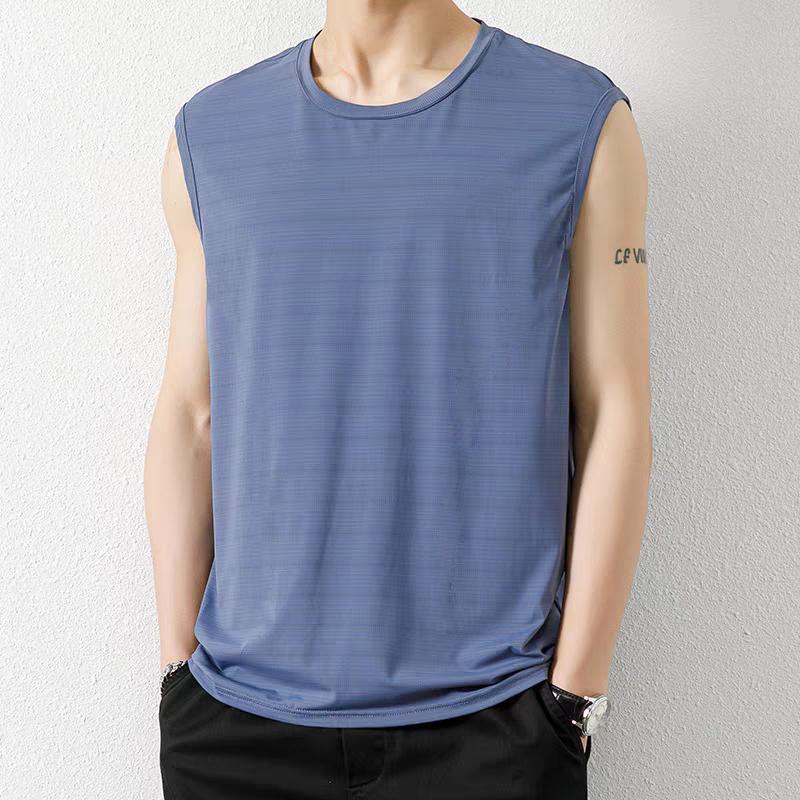 [Fast Shipping] Quick-drying sleeveless vest T-shirt, ice silk sports top, loose running short-sleeved training fitness wear