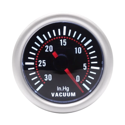52mm 12V car vacuum gauge mercury display with smoke lens white LED racing meter