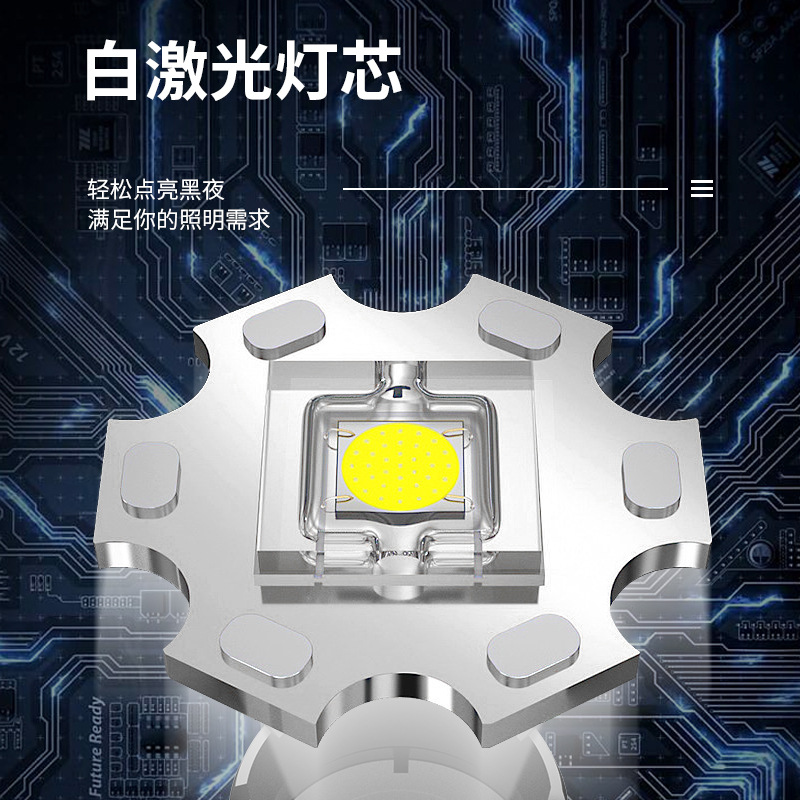 Linterna de nueva generación de carga rápida aleación de aluminio tiro largo linterna láser blanco batería desmontable linterna al aire libre al por mayor