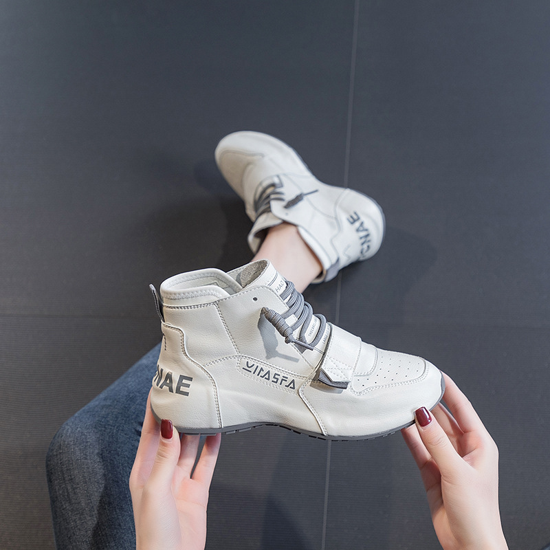 ccvv women's shoes 2022 spring new casual sports shoes White increased flat high white shoes trendy shoes