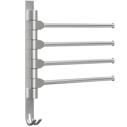 Bathroom hanging towel rack without punching, rotating multi-rod space aluminum towel bar, bathroom rack, dormitory rack for drying