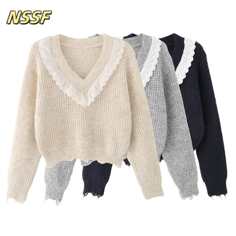 Nssf Self-Made New Autumn and Winter Foreign Trade Women's Clothing Sheep Wool Knitted Sweater Jacket Casual Sweater Nssf Self-Made New Autumn and Winter Foreign Trade Women's Clothing Sheep Wool Knitted Sweater Jacket Casual Sweater