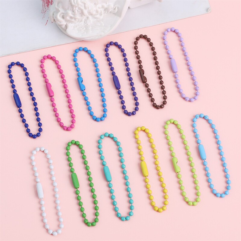 12cm metal chain candy color ball bead chain DIY jewelry accessories tag bead chain key chain pendant material