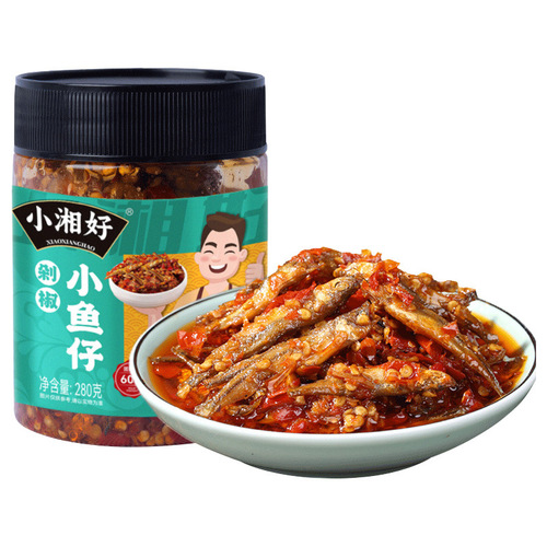 Xiaoxianghao Chopped Pepper Small Fish Chowder Spicy Hunan Specialty Ready-to-Eat Small Fish Dried Hairy Fish Bibimbap Sauce Wholesale