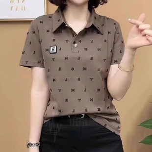 Summer New Foreign Style Mother's POLO Collar Short-sleeved Top Age-reducing Women's All-match Slimming Fashionable Casual T-shirt