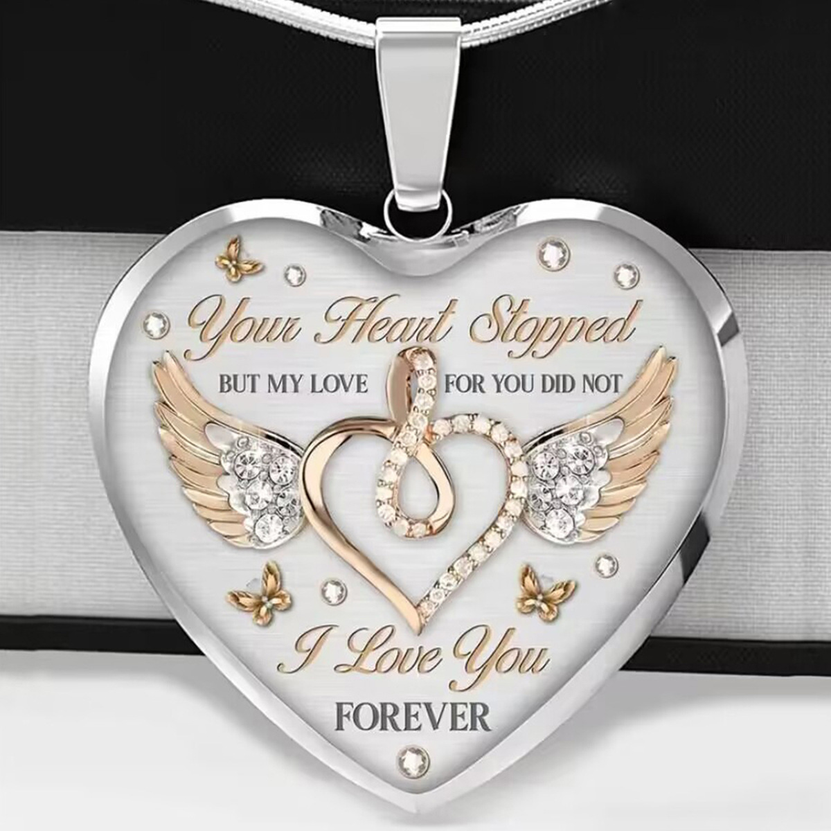 New drop glue heart necklace love for you never stop letter necklace European and American trend elegant women's wholesale