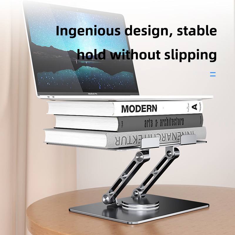 Soporte ajustable de aluminio del ordenador portátil con la base giratoria 360