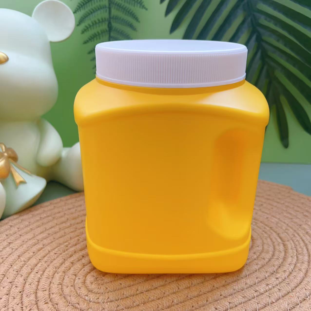 食品级HDPE食品罐2kg酱料罐2L加厚方形手持粉剂罐