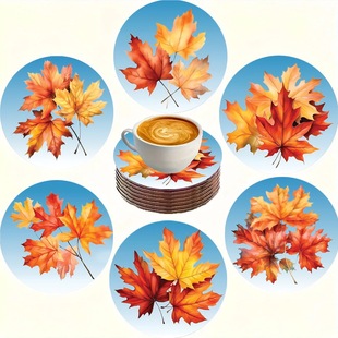 Cross-Border New 6-Piece Wooden Coaster Set, Heat-Resistant and Non-Slip Coffee Coaster, Tea Coaster, Home Decoration Wholesale