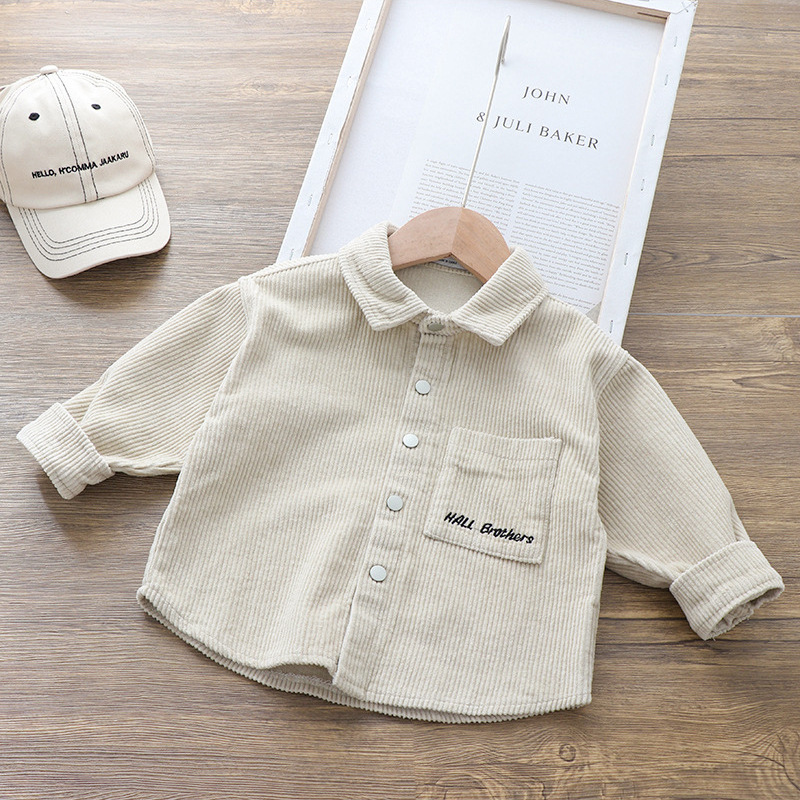 2023 nuevos niños abrigo de pana primavera y otoño camisa infantil de moda bebé cardigan casual entrega de una sola pieza
