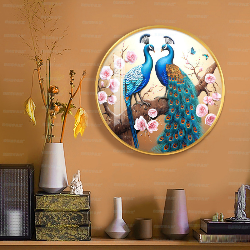 [Algodón importado] Mona Lisa Real bordado cruz Peacock Love China auspicioso bordado a mano hermoso