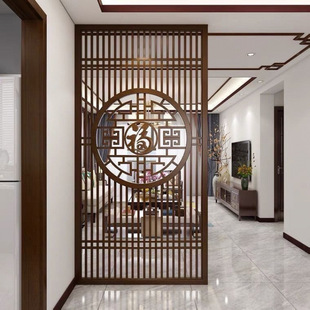 Chinese-Style Partition Screen for Living Room, Hollow Decoration, Double-Sided Blocking, Hollow Entrance Door, Simple Retro Doorway Screen