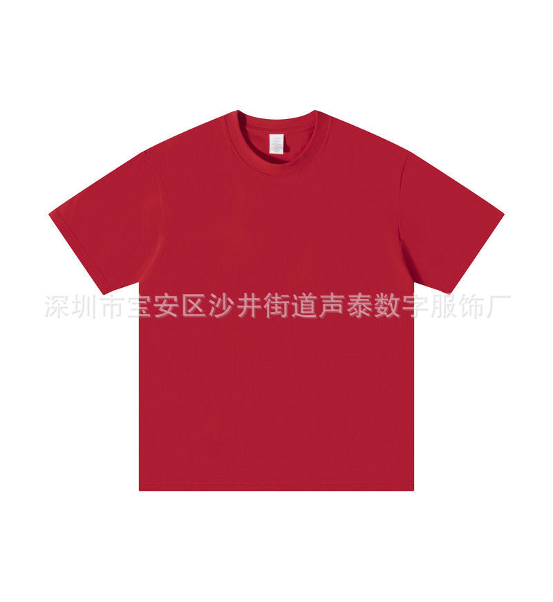 Comercio exterior personalizado pesado algodón de manga corta t hombre marca de moda europea y americana suelta hombro caído color sólido camiseta de algodón de gran tamaño