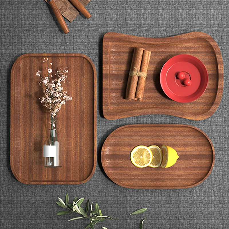 Wooden Japanese rectangular coffee dinner plate sandalwood from natural wood