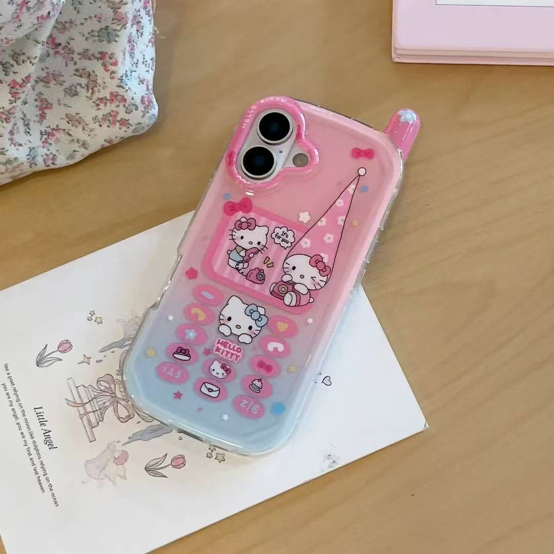 Creative Big Brother Long Hat KT Cat Adecuado para Apple 16ProMax Funda para teléfono móvil 15Pro Nuevo 14/13 Girl Heart