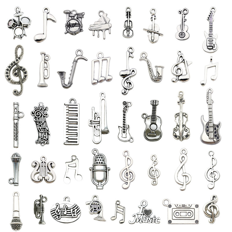 Ancient silver musical instrument music symbol retro pendant alloy jewelry pendant diy bracelet necklace keychain accessories