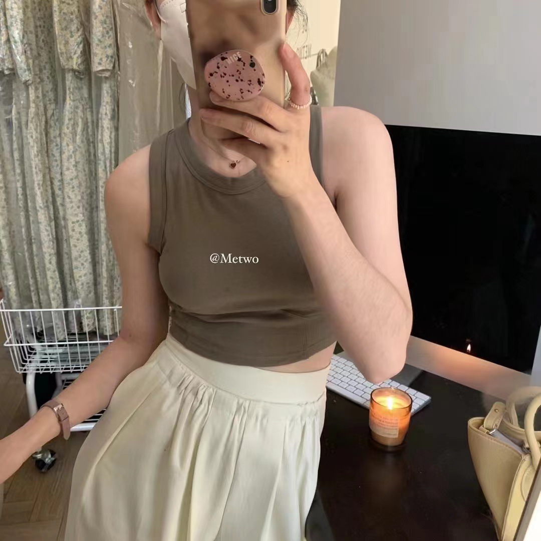 METWO camisola en forma de I en vivo de látex sin costuras slim fit con almohadilla en el pecho belleza espalda chaleco envuelto pecho desgaste exterior